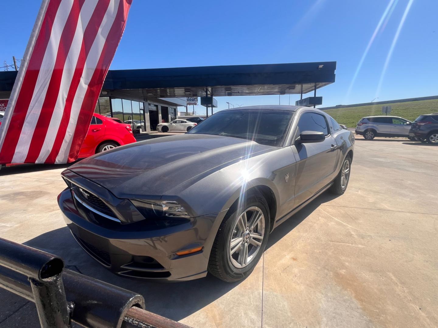 2014 GRAY FORD MUSTANG BASE V6 Coupe (1ZVBP8AM4E5) with an 3.7L V6 DOHC 24V engine, located at 8101 E. Skelly Dr., Tulsa, OK, 74129, (918) 592-3593, 36.121891, -95.888802 - Photo#0